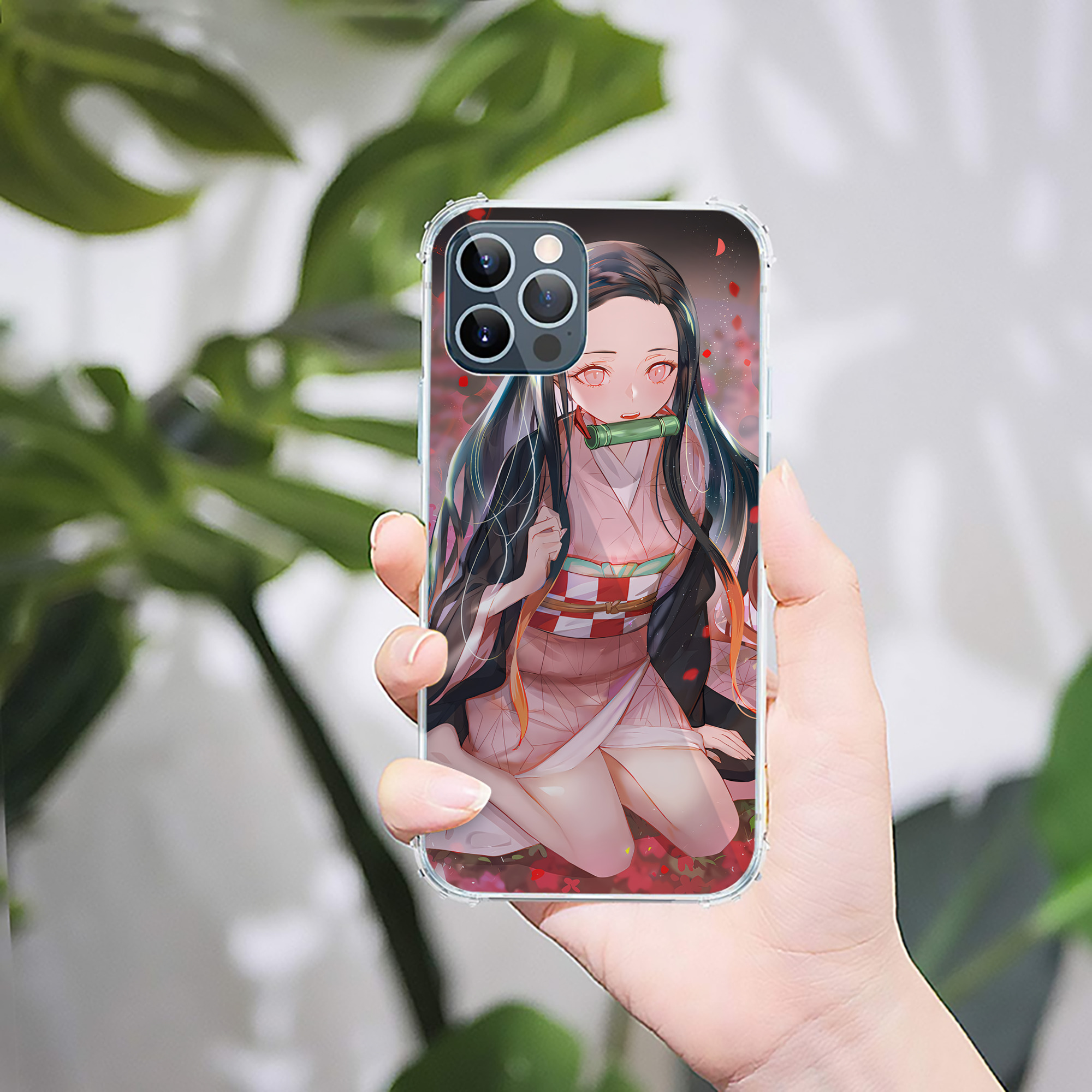 （画像用） 鬼滅の刃（きめつのやいば）竈門 禰󠄀豆子／かまど ねずこ Kamado Nezuko 【iPhone 12シリーズ対応】透明スマホケース（クリアソフトケース）